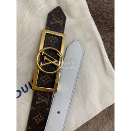 Lv Monogram Canvas Calf Leather Letter Buckle 25mm Belts For Women Black