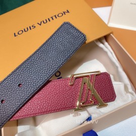 Lv Litchi Grain Cowhide Letter Buckle 40mm Belts Red