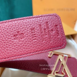 Lv Litchi Grain Cowhide Letter Buckle 40mm Belts Red
