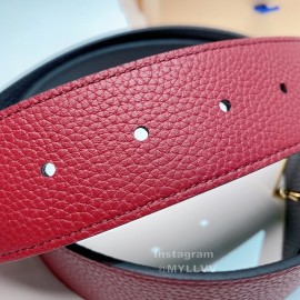 Lv Litchi Grain Cowhide Letter Buckle 40mm Belts Red