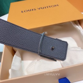 Lv Litchi Grain Cowhide Letter Buckle 40mm Belts Black