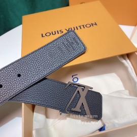 Lv Litchi Grain Cowhide Letter Buckle 40mm Belts Black