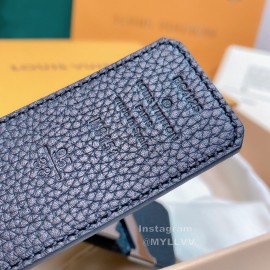 Lv Litchi Grain Cowhide Letter Buckle 40mm Belts Black