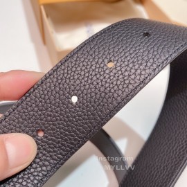 Lv Litchi Grain Cowhide Letter Buckle 40mm Belts Black