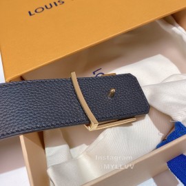 Lv Litchi Grain Cowhide Letter Buckle 40mm Belts Tan