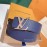 Lv Litchi Grain Cowhide Letter Buckle 40mm Belts Blue