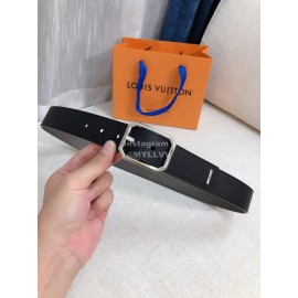 Lv Litchi Grain Cowhide Silver Pin Buckle 35mm Belts 