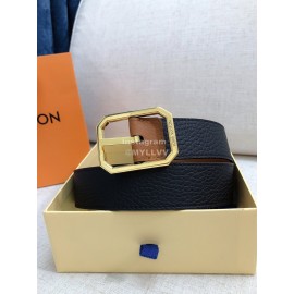 Lv Litchi Grain Cowhide Gold Pin Buckle 35mm Belts 