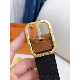 Lv Litchi Grain Cowhide Gold Pin Buckle 35mm Belts 