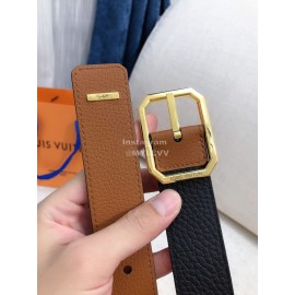 Lv Litchi Grain Cowhide Gold Pin Buckle 35mm Belts 