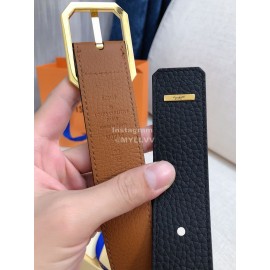 Lv Litchi Grain Cowhide Gold Pin Buckle 35mm Belts 