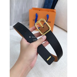 Lv Litchi Grain Cowhide Gold Pin Buckle 35mm Belts 