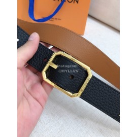 Lv Litchi Grain Cowhide Gold Pin Buckle 35mm Belts 