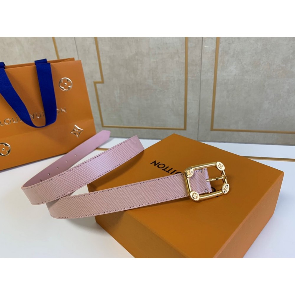 Lv Fashion Leather Malletier Gold Pin Buckle 25mm Belts Pink
