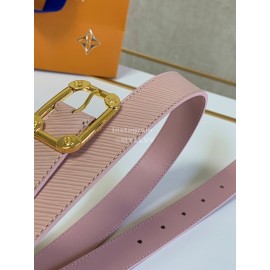 Lv Fashion Leather Malletier Gold Pin Buckle 25mm Belts Pink