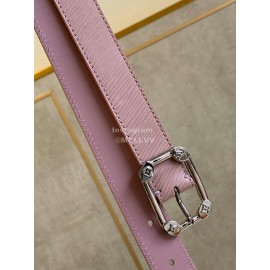 Lv Fashion Leather Malletier Silver Pin Buckle 25mm Belts Pink