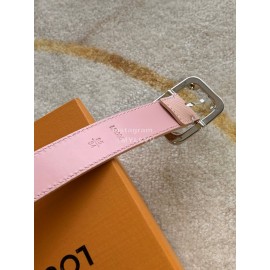 Lv Fashion Leather Malletier Silver Pin Buckle 25mm Belts Pink