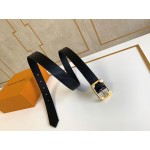 Lv Fashion Leather Malletier Pin Buckle 25mm Belts Black