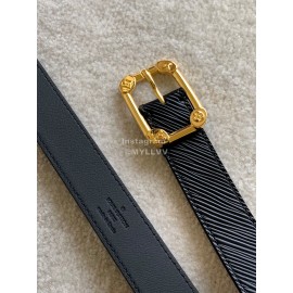 Lv Fashion Leather Malletier Pin Buckle 25mm Belts Black