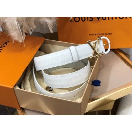 Lv Litchi Grain Cowhide Pin Buckle 30mm Belts For Women White