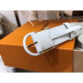 Lv Litchi Grain Cowhide Pin Buckle 30mm Belts For Women White