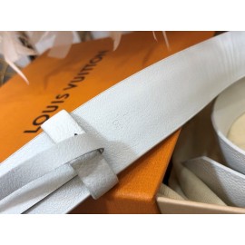 Lv Litchi Grain Cowhide Pin Buckle 30mm Belts For Women White