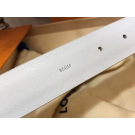 Lv Litchi Grain Cowhide Pin Buckle 30mm Belts For Women White