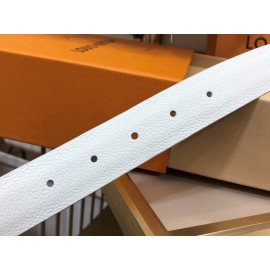 Lv Litchi Grain Cowhide Pin Buckle 30mm Belts For Women White