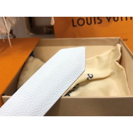 Lv Litchi Grain Cowhide Pin Buckle 30mm Belts For Women White