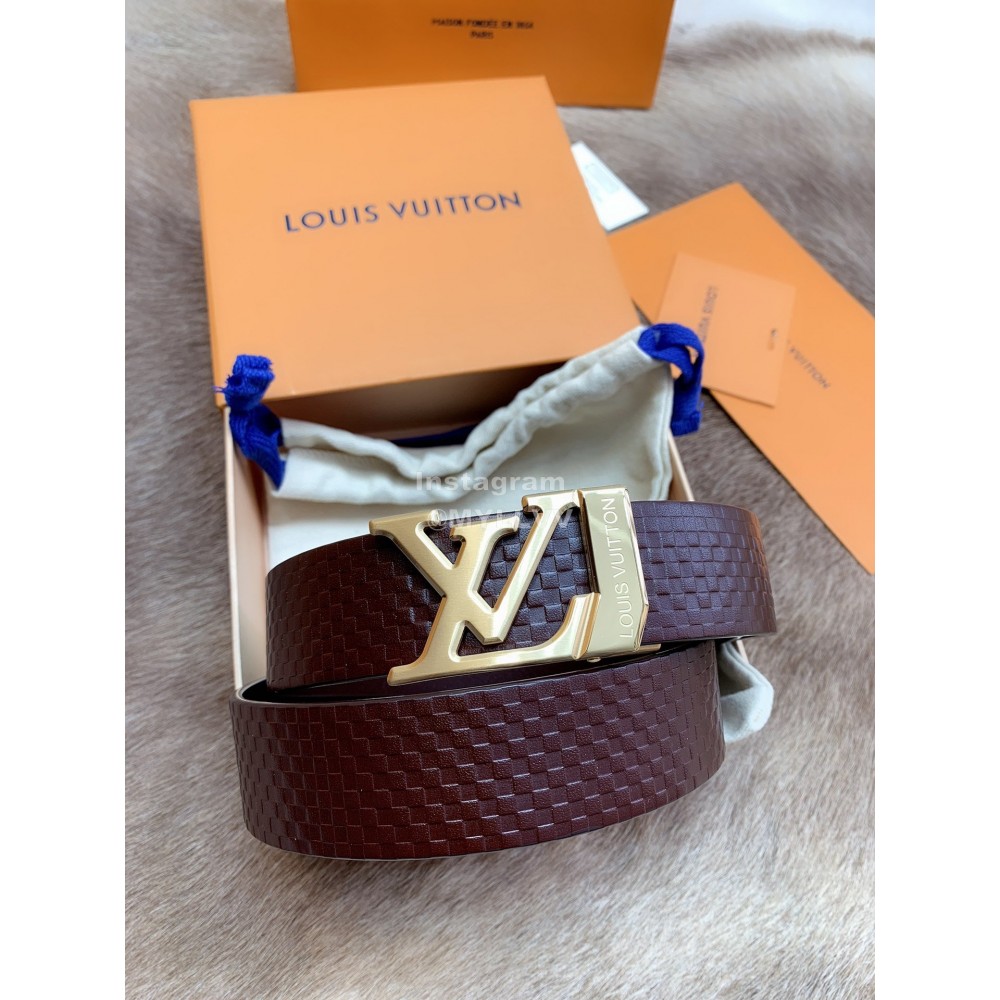 Lv New Leather Automatic Buckle 35mm Belts For Men Wine Red