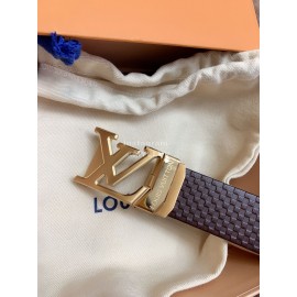 Lv New Leather Automatic Buckle 35mm Belts For Men Wine Red