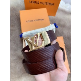 Lv New Leather Automatic Buckle 35mm Belts For Men Wine Red