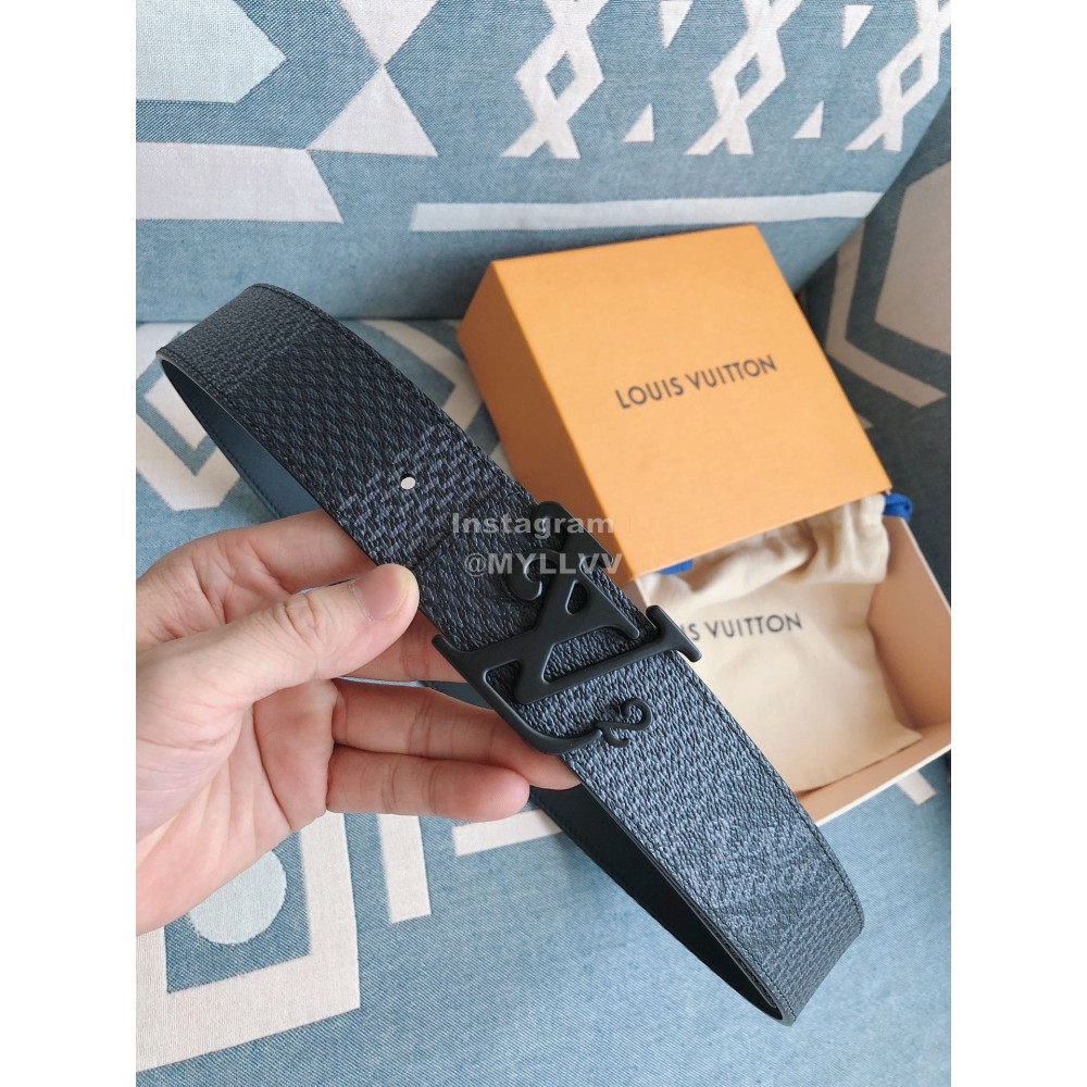 Lv Fashion Printed Leather Black Letter Buckle 40mm Belts