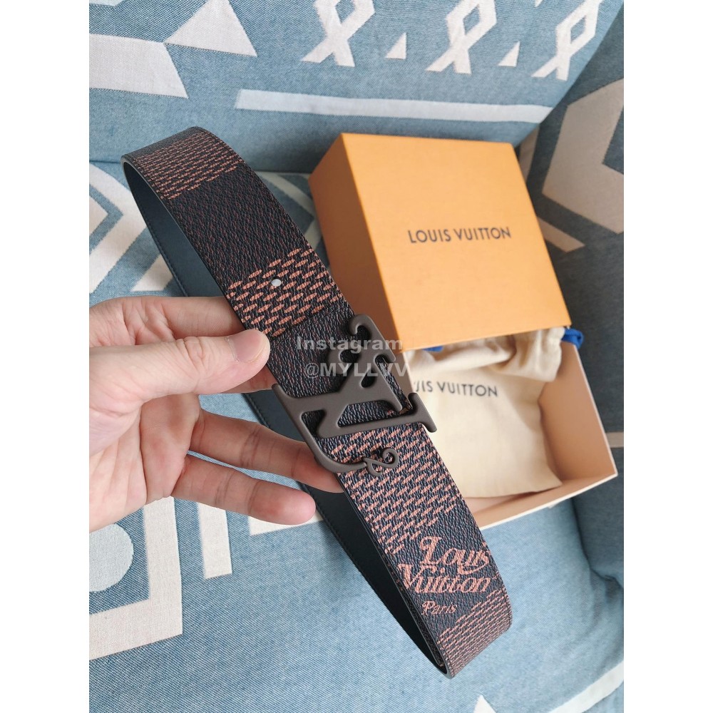 Lv Fashion Printed Leather Coffee Letter Buckle 40mm Belts