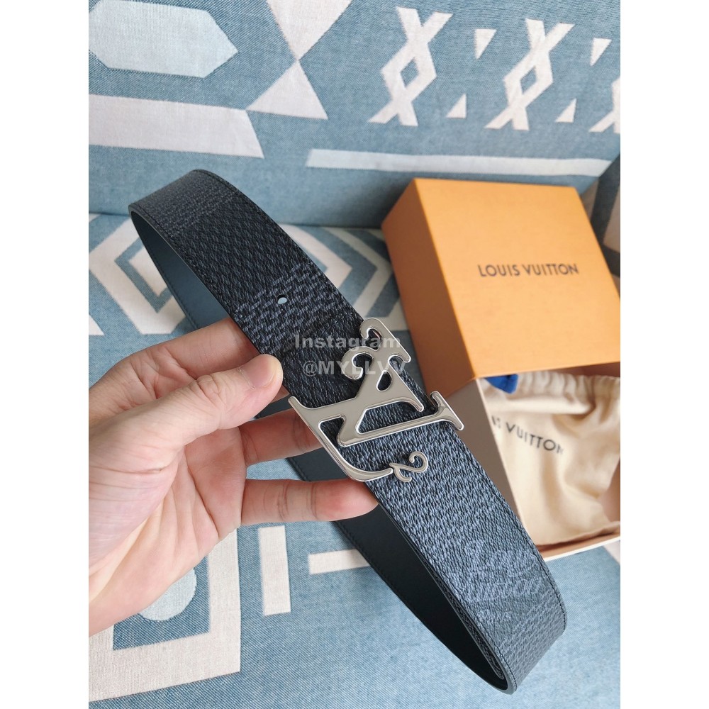 Lv Fashion Printed Leather Silver Letter Buckle 40mm Belts