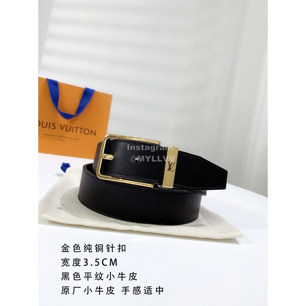 Lv Taurillon Calf Leather Gold Pin Buckle 35mm Belts For Men