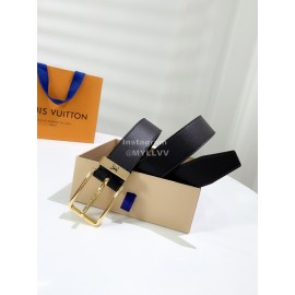 Lv Taurillon Calf Leather Gold Pin Buckle 35mm Belts For Men