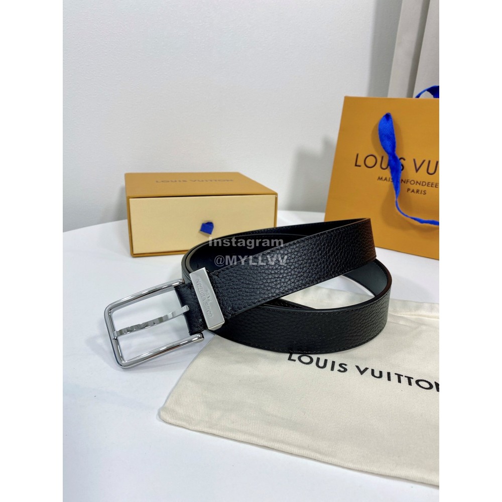 Lv New Calf Leather Silver Pure Copper Pin Buckle 35mm Belts 