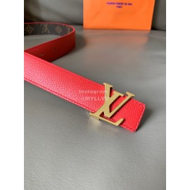 Lv Monogram Calf Leather Letter Buckle Belts Red