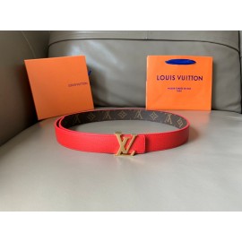 Lv Monogram Calf Leather Letter Buckle Belts Red
