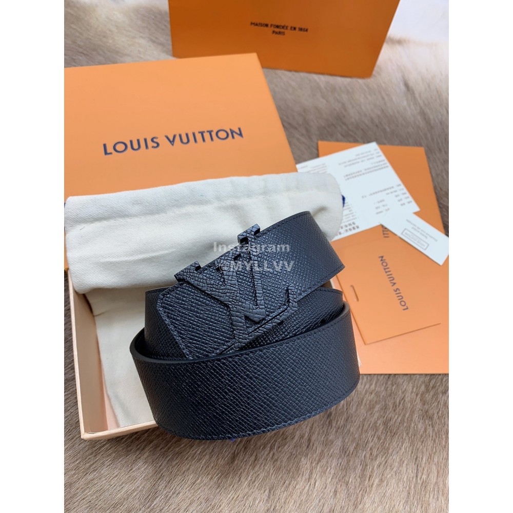 Lv New Calf Leather Black Letter Buckle 40mm Belts For Men