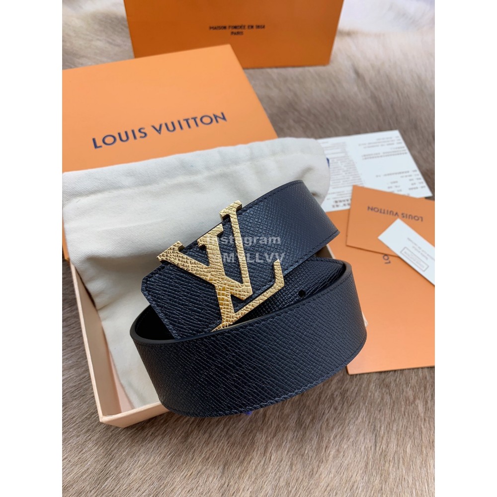 Lv New Calf Leather Gold Letter Buckle 40mm Belts For Men
