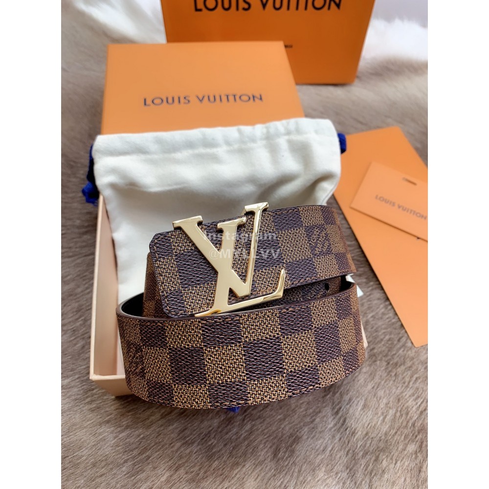 Lv Damier Canvas Leather Letter Buckle 40mm Belts For Men Brown