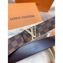 Lv Damier Canvas Leather Letter Buckle 40mm Belts For Men Brown