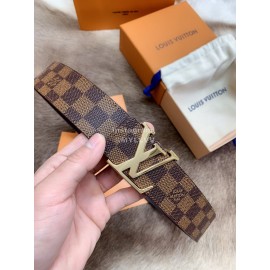Lv Damier Canvas Leather Letter Buckle 40mm Belts For Men Brown