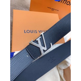 Lv Black Calf Leather Silver Letter Buckle 40mm Belts For Men
