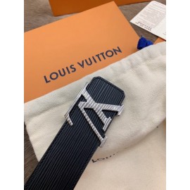 Lv Black Calf Leather Silver Letter Buckle 40mm Belts For Men