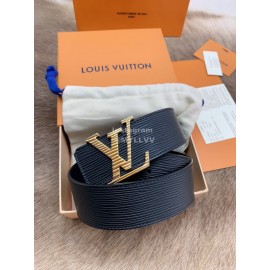 Lv Black Calf Leather Gold Letter Buckle 40mm Belt..
