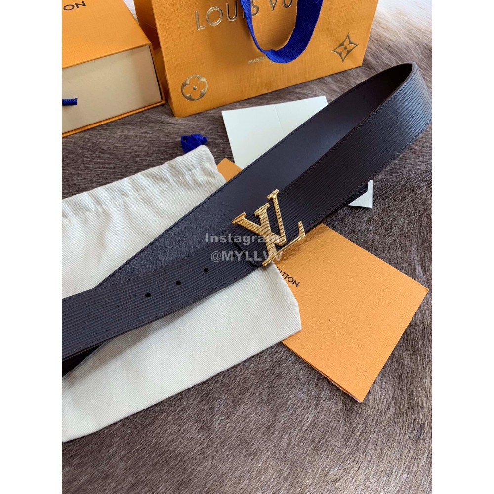 Lv New Leather Fine Steel Letter Buckle 40mm Belts For Men Black