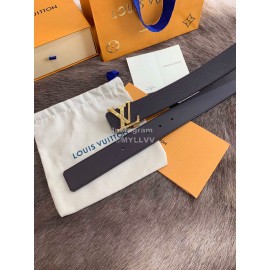 Lv New Leather Fine Steel Letter Buckle 40mm Belts For Men Black